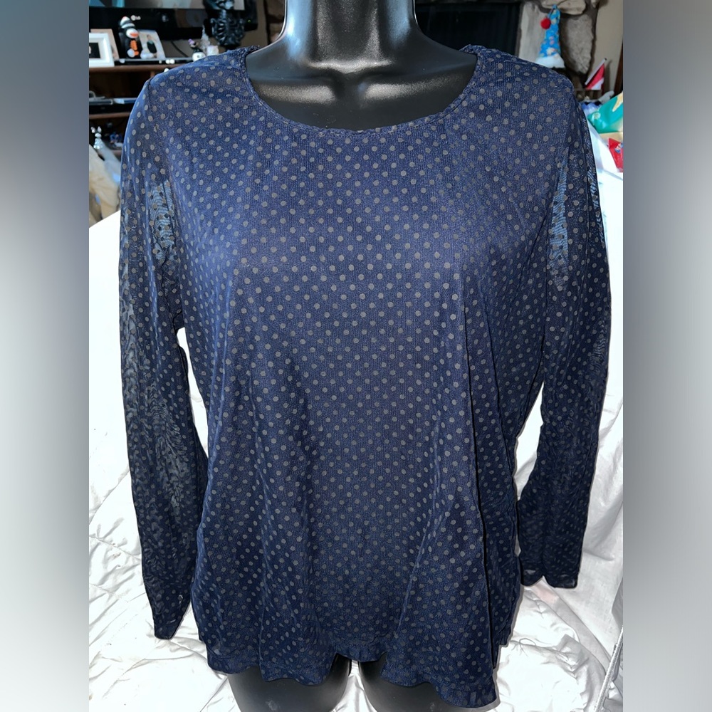Chicos Swiss Dot Sheer Sleeve Top